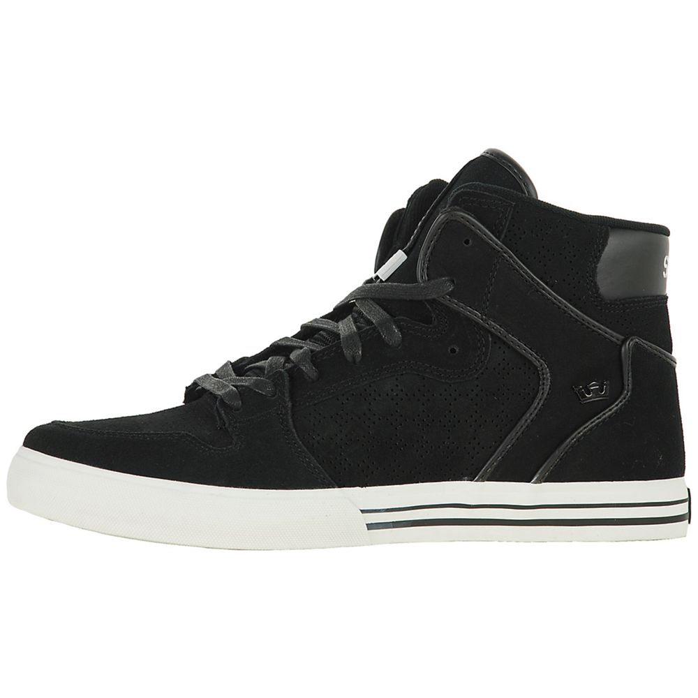 Baskets Montantes Supra Vaider Noir Black Suede Homme | BWJ-83546805